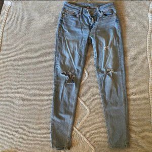 CK Light Wash Ripped Skinny Ankle Jeans